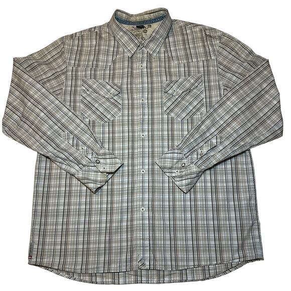 Quiksilver Shirt Men Size XL Brown Plaid Button Up Western Long Sleeve Cotton - Picture 1 of 7